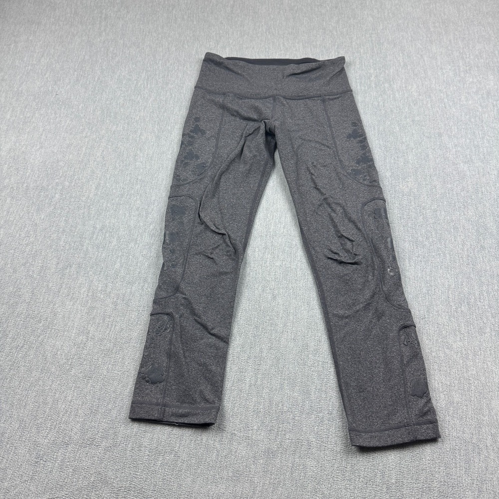 Lululemon Leggings Women 4 Gray Heathered Hold Me Close Crop Yoga Gym Pants 23"